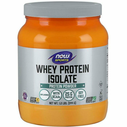 NOW Whey Protein Isolate, 1.2 lb, front of jar