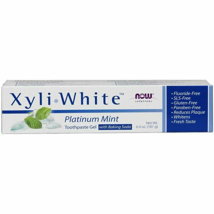 NOW XyliWhite Toothpaste Platinum Mnt, 6.4 oz, front of box
