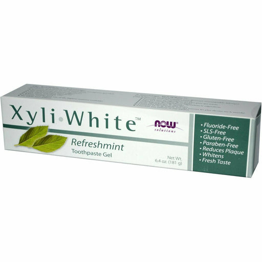 NOW XyliWhite Toothpaste Refreshmint, 6.4 oz, front of box