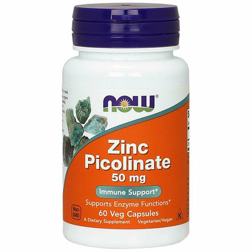 NOW Zinc Picolinate 50 mg, 60 veg capsules, front of bottle