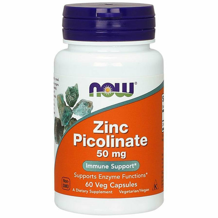 NOW Zinc Picolinate 50 mg, 60 veg capsules, front of bottle