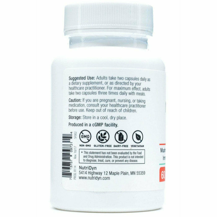 NutriDyn AHCC Mushroom Root Extract 60 capsules suggested use label