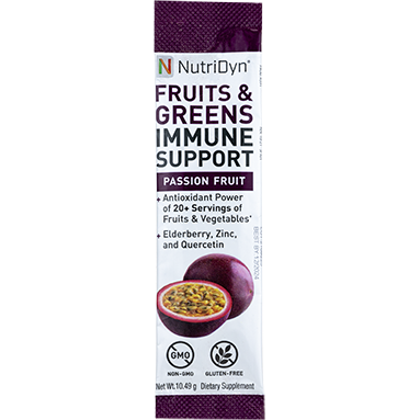 NutriDyn Fruits & Greens Immune Support To-Go Passion Fruit single-serve stick packet