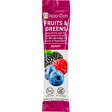 NutriDyn Fruits & Greens To-Go Berry single-serve stick packet