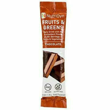 NutriDyn Fruits & Greens To-Go Chocolate single-serve stick packet
