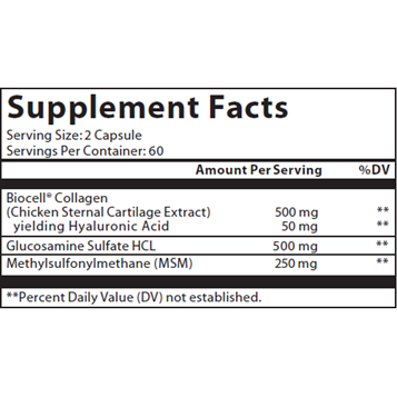 Nutritional Frontiers HA Plus 120 capsules supplement facts label