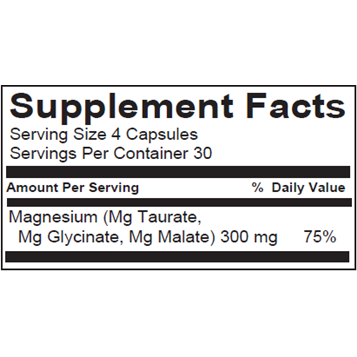 Nutritional Frontiers Mag Complete 300 120 veg capsules supplement facts label