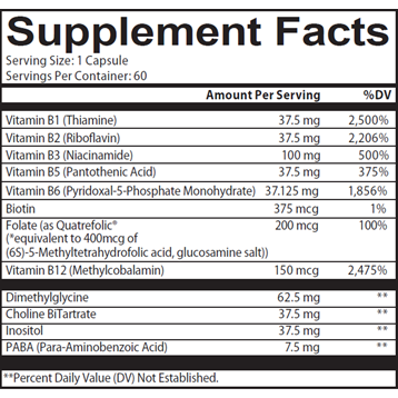 Nutritional Frontiers Super B Complete 60 veg capsules supplement facts label