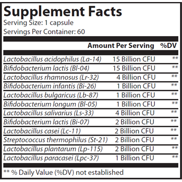 Nutritional Frontiers Super Biotics 60 veg capsules supplement facts label