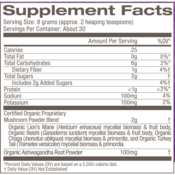 Mushroom Hot Chocolate by Om Mushroom, Supplement Facts label
