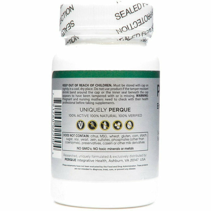 PERQUE Energized Double Zinc Guard 100 tabsules label information panel