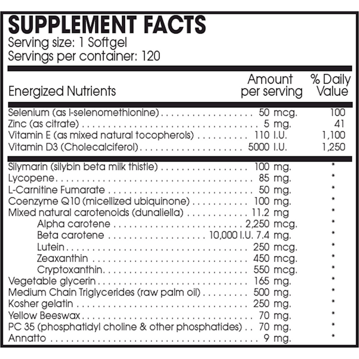 PERQUE Liva Guard Forte 120 softgels supplement facts label
