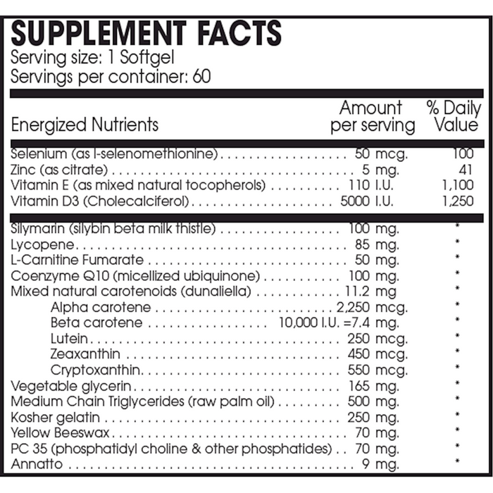 PERQUE Liva Guard Forte 60 softgels supplement facts label