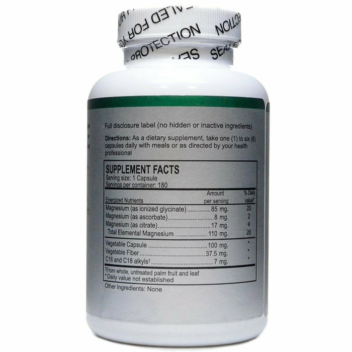 PERQUE Mg Plus Guard 180 vegetable capsules supplement facts label