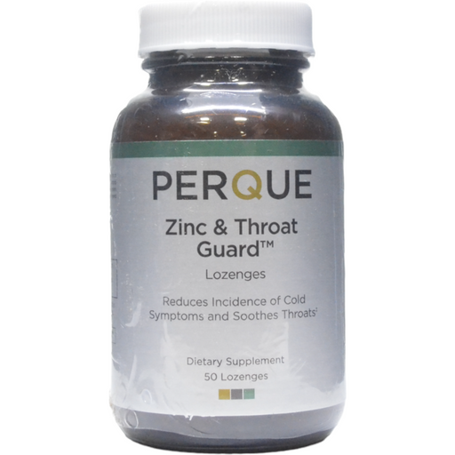 PERQUE Zinc+Throat Guard, 50 lozenges, front of bottle