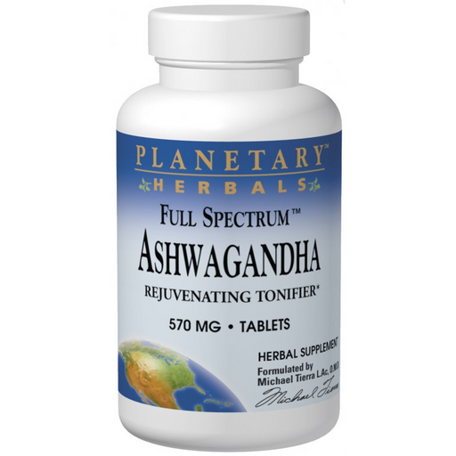 Planetary Herbals Ashwagandha 570 mg, 120 tablets, front of bottle