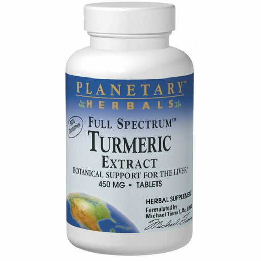 Planetary Herbals Turmeric Extract 450 mg, 60 tablets, front of bottle