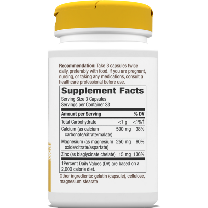 Calcium Magnesium & Zinc 100 caps by Nature's Way Supplement Facts Label