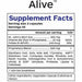 Professional Botanicals Alive 90 capsules supplement facts label