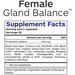 Professional Botanicals Female Gland Balance 60 capsules supplement facts label