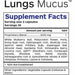 Professional Botanicals Lungs Mucus 60 capsules supplement facts label
