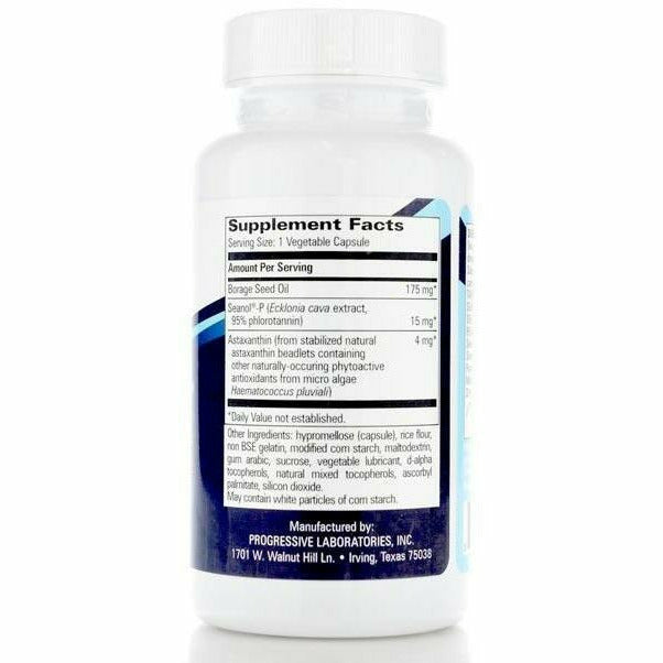 Progressive Labs Astaxanthol 60 vegetable capsules supplement facts label