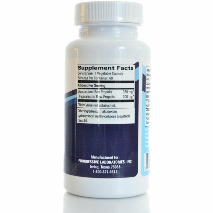 Progressive Labs Bee Propolis Standardized 60 capsules supplement facts label