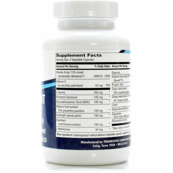 Progressive Labs Brilliant Vision with Seanol-P 90 vegetable capsules supplement facts label