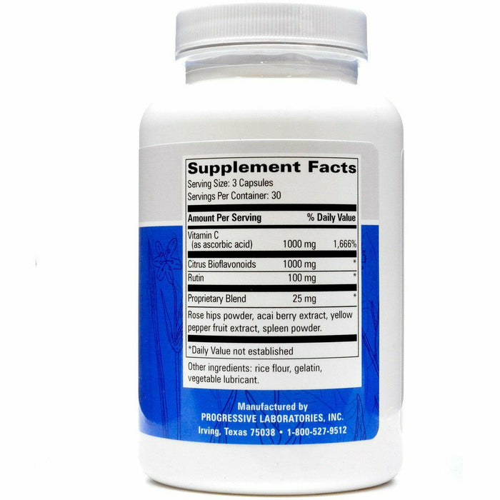 Progressive Labs C-1000 Plus 90 capsules supplement facts label