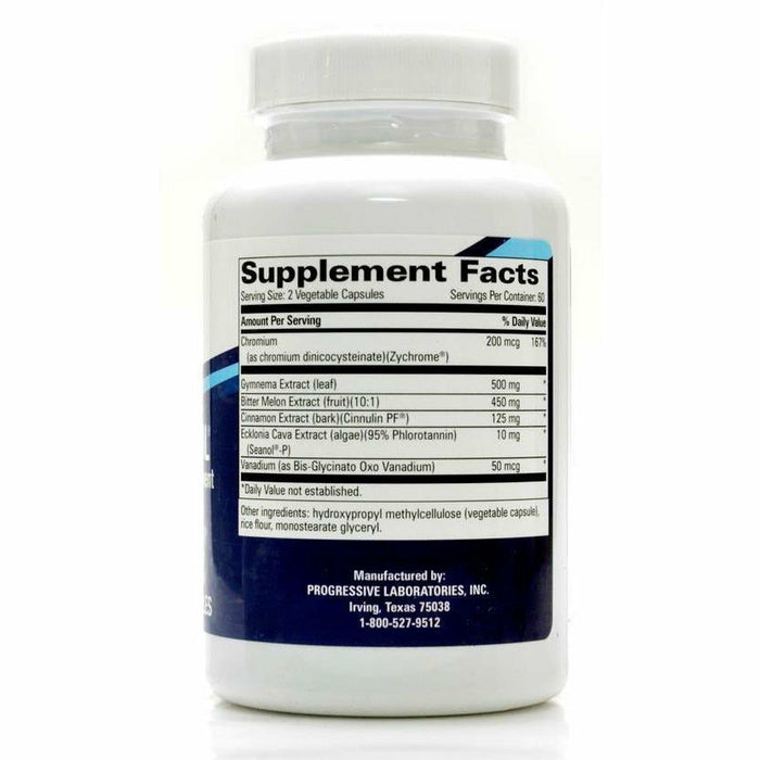 Progressive Labs Gly-Control 120 vegetable capsules supplement facts label