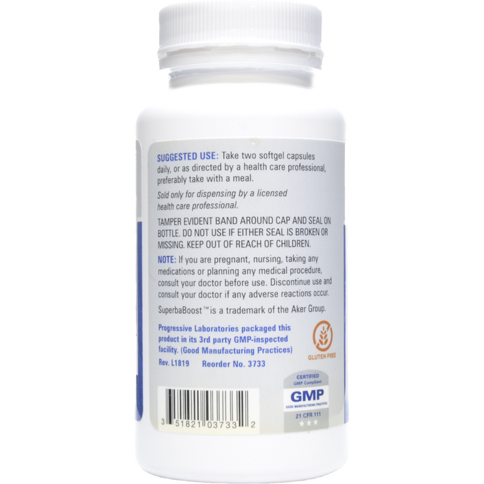 Progressive Labs Krill Ultra 60 softgels suggested use label