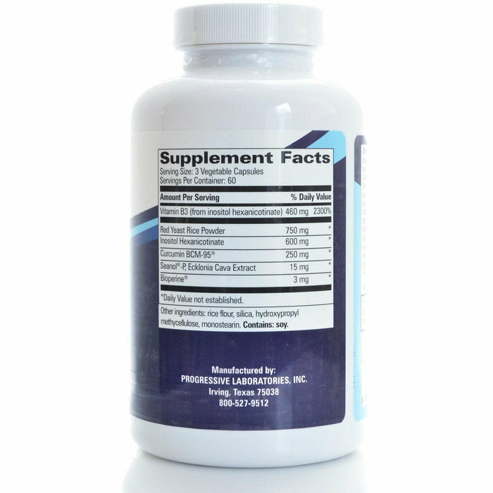Progressive Labs Lipid Balance 180 vegetable capsules supplement facts label