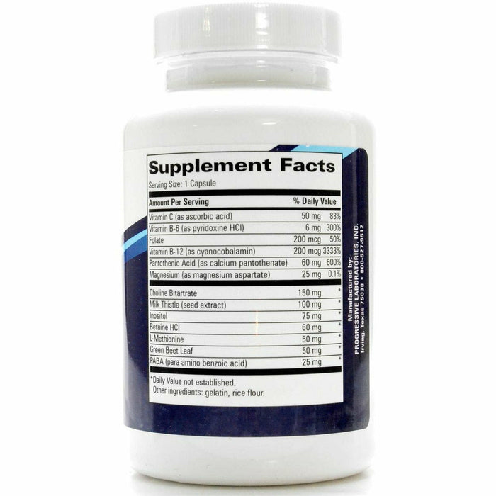 Progressive Labs Lipotrope 90 capsules supplement facts label