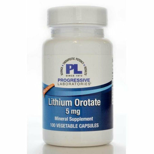 Progressive Labs Lithium Orotate 5 mg, 100 vegetable capsules, front of bottle