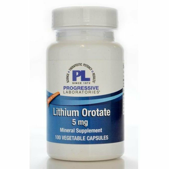 Progressive Labs Lithium Orotate 5 mg, 100 vegetable capsules, front of bottle