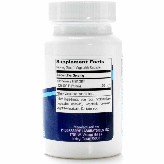 Progressive Labs Natto NSK Mega 60 vegetable capsules supplement facts label