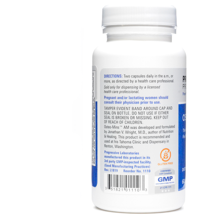 Progressive Labs Osteo-Mins AM 60 capsules suggested use label