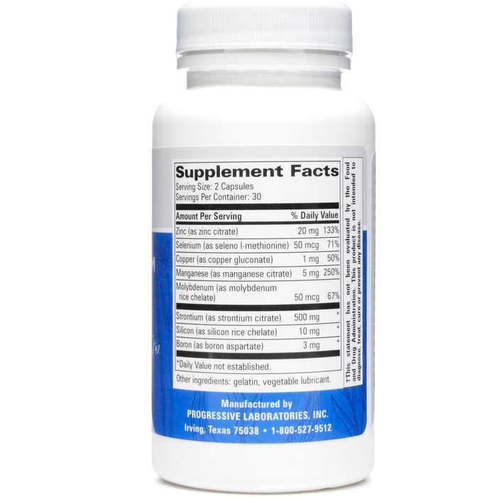 Progressive Labs Osteo-Mins AM 60 capsules supplement facts label