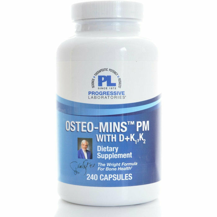 Progressive Labs Osteo-Mins PM with D+K1, K2, 240 capsules, front of bottle