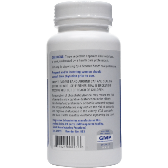 Progressive Labs Phosphatidyl Serine 300 mg 60 vegetable capsules suggested use label