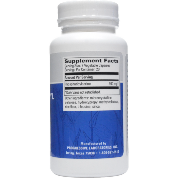 Progressive Labs Phosphatidyl Serine 300 mg 60 vegetable capsules supplement facts label
