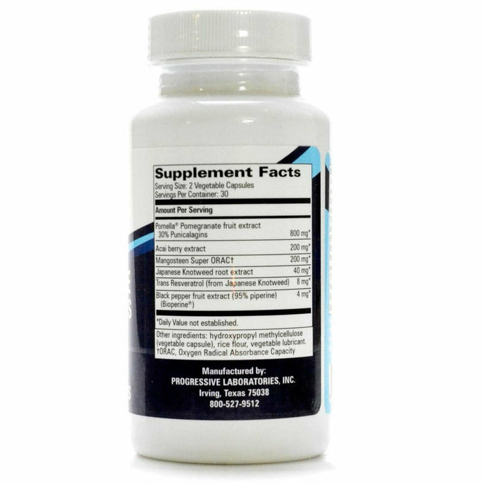 Progressive Labs Pomegranate with Super Fruits 60 vegetable capsules supplement facts label