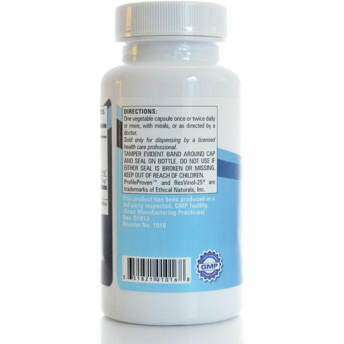 Progressive Labs Trans Resveratrol with Quercetin 60 vegetable capsules suggested use label
