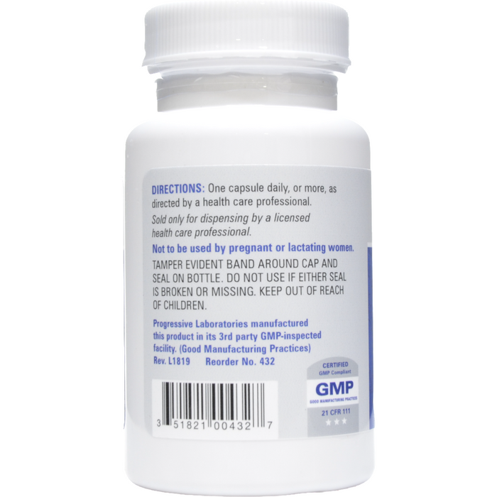 Progressive Labs Vitamin B6 100 mg 100 capsules suggested use label