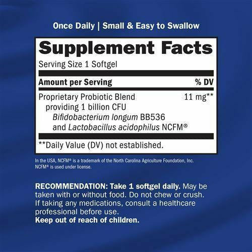 Nature's Way, Acidophilus Pearls 90 Softgels Supplement Facts Label