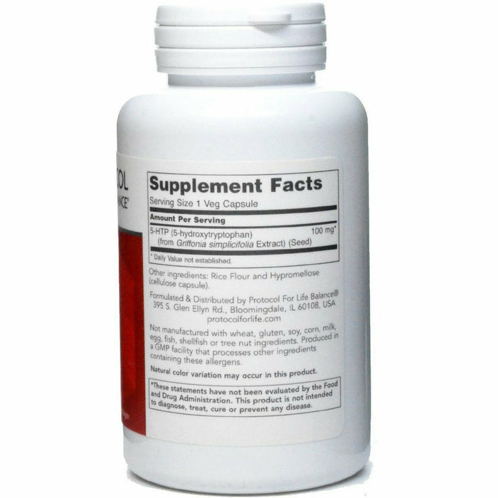 Protocol for Life Balance 5-HTP 100 mg 90 capsules supplement facts label