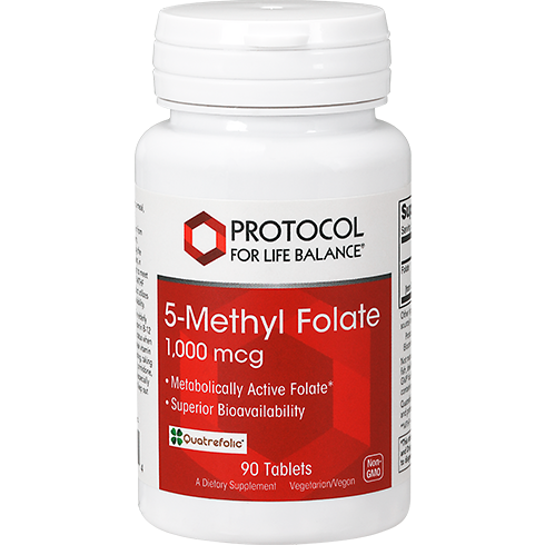 Protocol for Life Balance 5-Methyl Folate 1000 mcg, 90 tablets, front of bottle