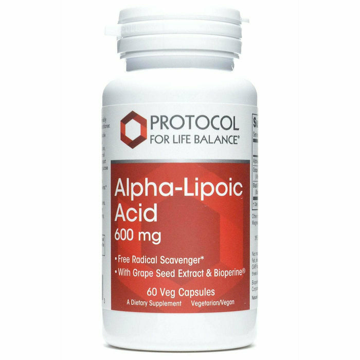 Protocol for Life Balance Alpha-Lipoic Acid 600 mg, 60 capsules, front of bottle