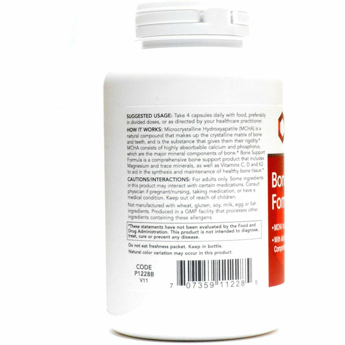Protocol for Life Balance Bone Support Formula 180 capsules label information panel