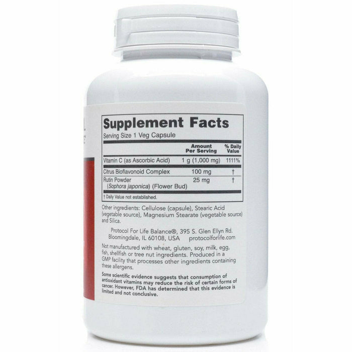 Protocol for Life Balance C-1000 Caps 120 capsules supplement facts label